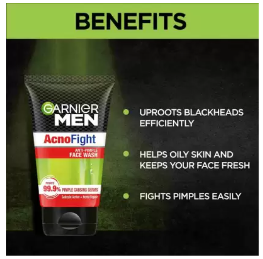 Garnier Men Acno Fight Anti Pimple, with Salicylic Acid and Herba Repair Face Wash