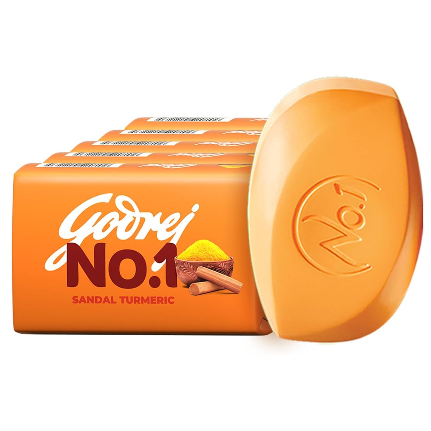 Godrej No.1 Bathing Soap Sandal & Turmeric Grade 1 Soap & Long-lasting Fragrance, Combo Pack of 5 (100g each)