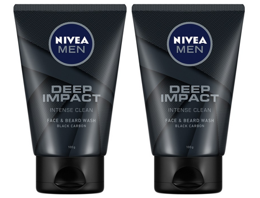 Nivea Men Pack Of 2 Deep Impact Face Wash - 100gm Each