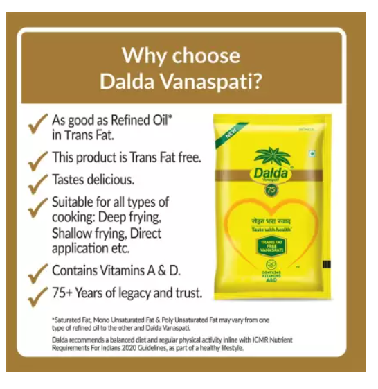 Dalda Vanaspati 1 L Pouch (Vanaspati Tel)