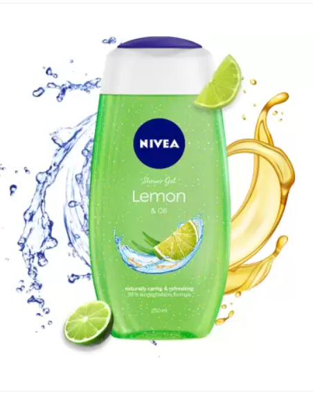 NIVEA Body Wash, Lemon & Oil Shower Gel, Pampering Care with Refreshing Scent of Lemon  (250 ml)