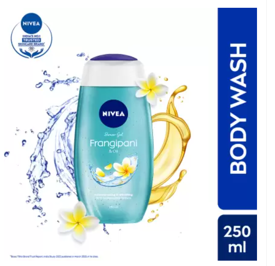 NIVEA Body Wash, Frangipani & Oil Shower Gel, Pampering Care with Refreshing Scent of Frangipani Flower  (250 ml)