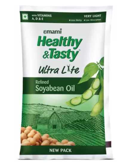 EMAMI Healthy & Tasty Ultra Lite Refined Soyabean Oil Pouch (Soyabean Tel)  (900 g)