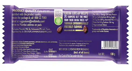 Cadbury Dairy Milk Chocolate Bar Family Pack 130 g