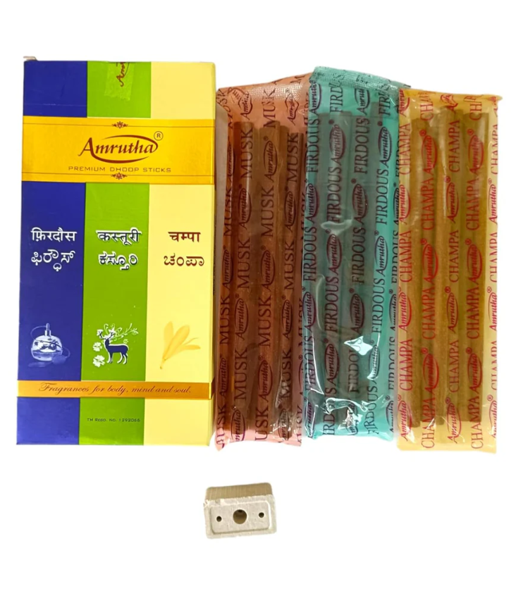 Amrutha 3 in 1 Champa,Musk,Firdous Premium Dhoop Sticks 90 Gm