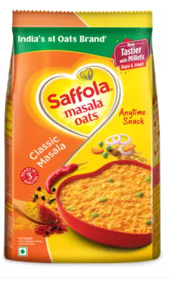 Saffola Masala Oats | Classic Masala |Anytime Snack |Ready in 3 mins | Millets Goodness Pouch  (500 g)