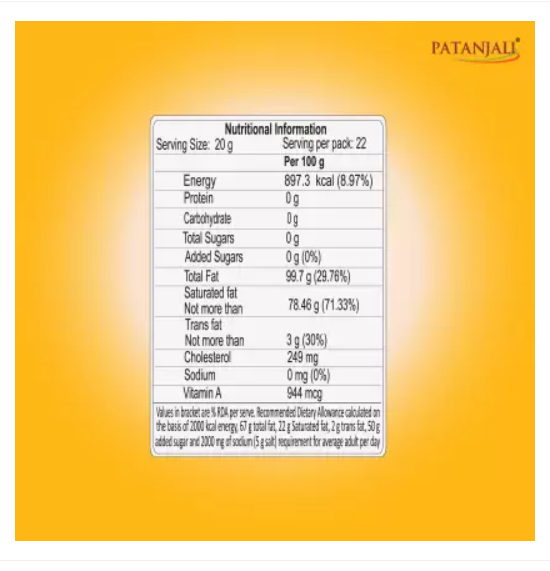 PATANJALI Pure Danedar Cow Ghee with Rich Aroma, Natural & Healthy, Tetrapack Ghee 1 L Box