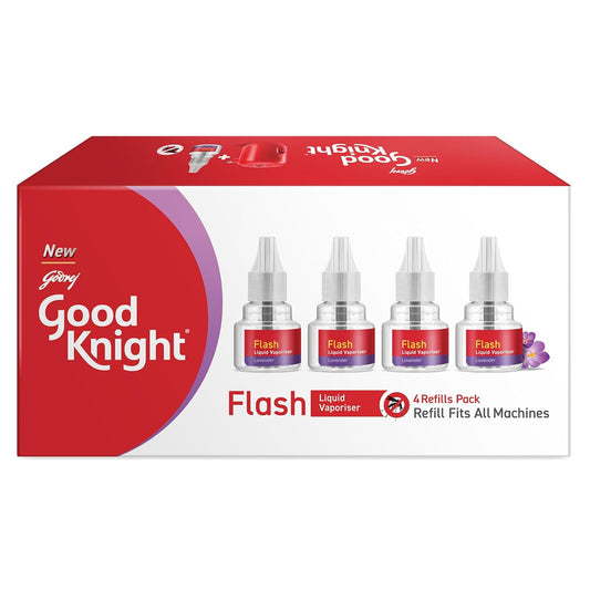 Good knight Flash Liquid Vapourizer | Mosquito Repellent Refill | Lavender | Pack of 4 (45ml each)